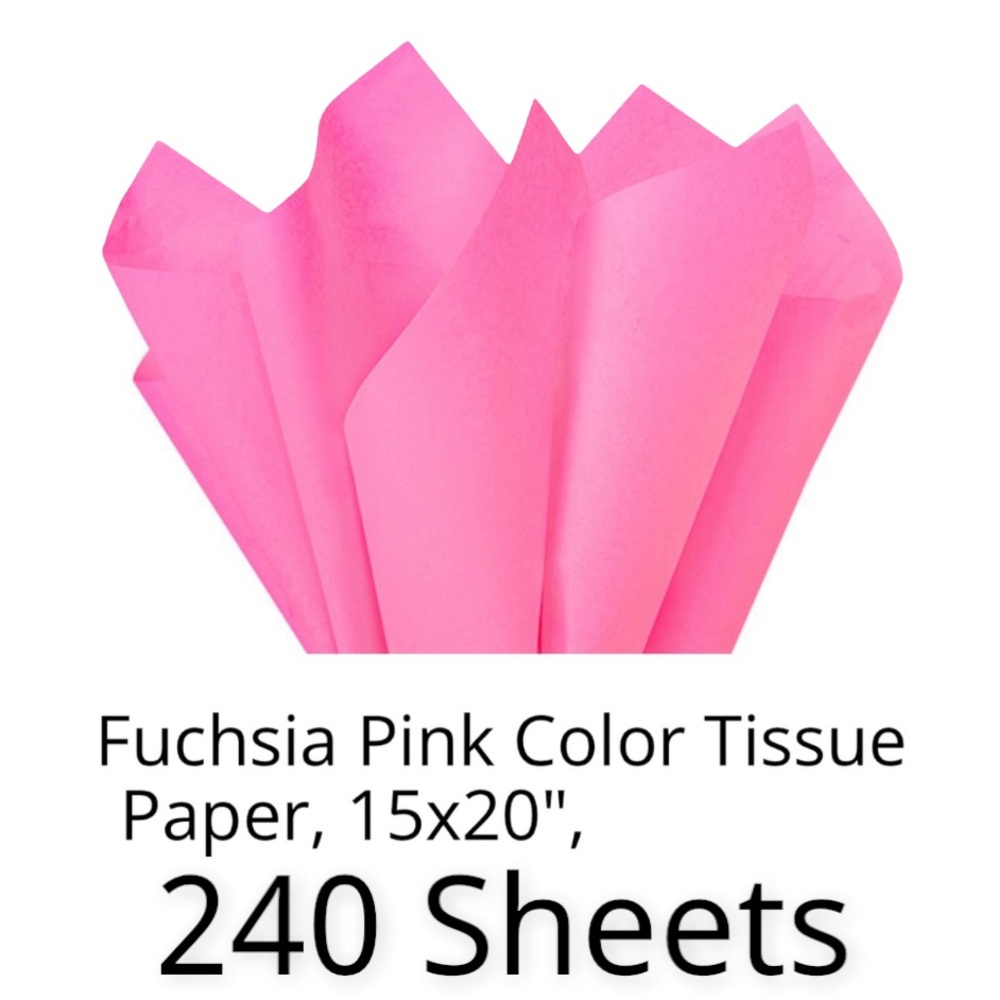 📦 SALE 📦  Tissue Paper, Fuchsia, Bulk Pack, 240 Sheets, 15x20 - Picture 2 of 2